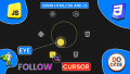 Interactive Eye Follows Cursor with Hoverable Icons using HTML, CSS, JavaScript & GSAP